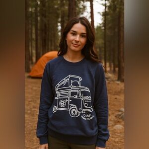 CAMP BRAND GT Van Crewneck Camper Van Unisex Navy Pullover